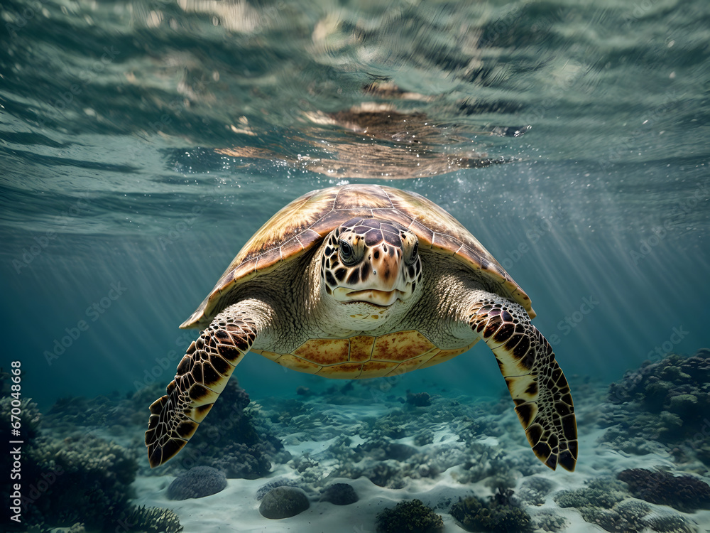 Obraz premium A portrait of a sea turtle