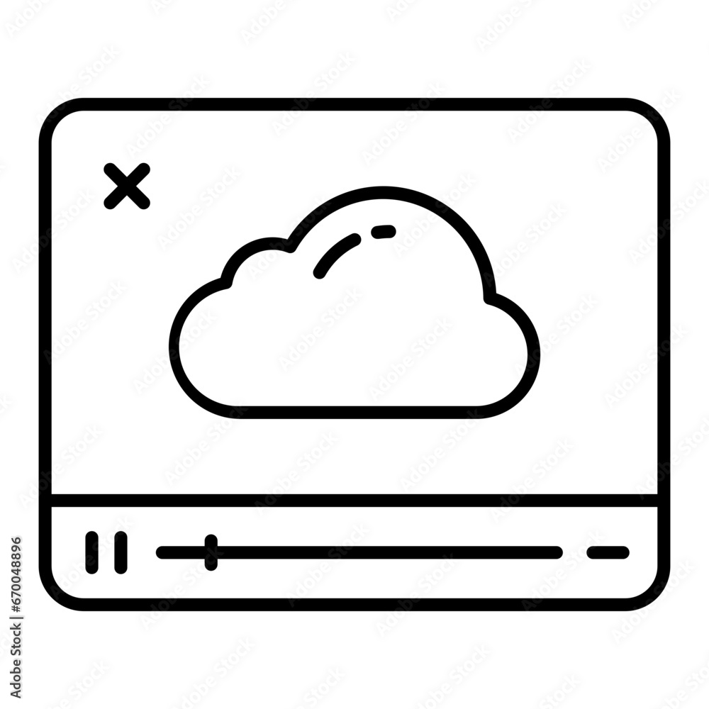Cloud Video Outline Icon Cloud Video Outline Icon