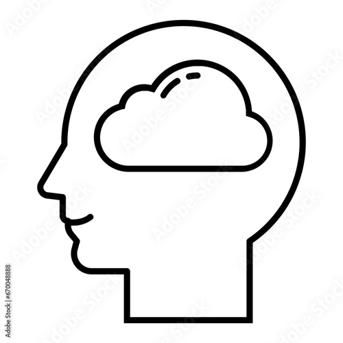 Fototapeta Naklejka Na Ścianę i Meble -  Cloud Brain Outline Icon