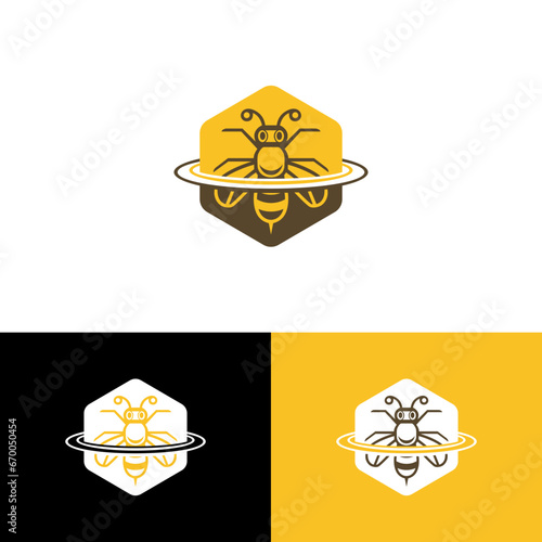 vintage honey bee logo template illustration vector graphic