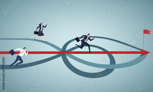 Taking initiative be first to try different way and discover new opportunity, creative way to success and win competition, efficient, leadership skill concept. Business best practices.