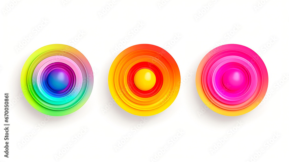 Vibrant 3D Shapes on White Background Vibrant 3D Shapes on White Background
