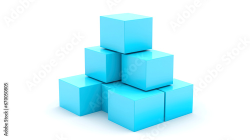 blue square 3d shapes on white background 