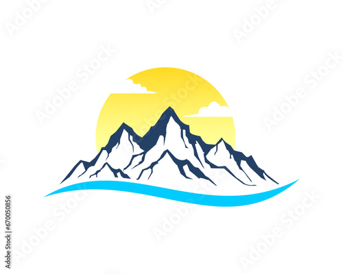 Highland mountain with sunrise vector illustration