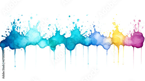 Vibrant Multicolor Watercolor Splashes on White Background