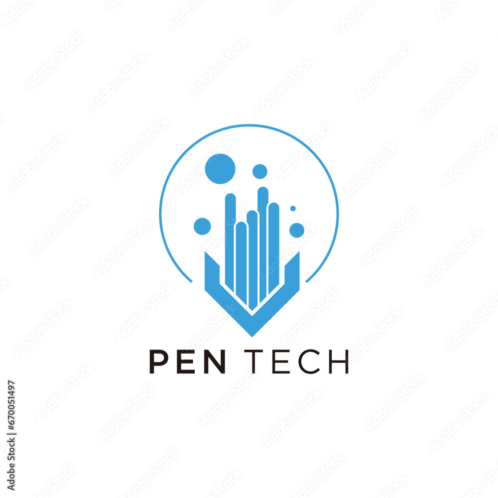 Pen tech logo with creative idea concept design Pen tech logo with creative idea concept design