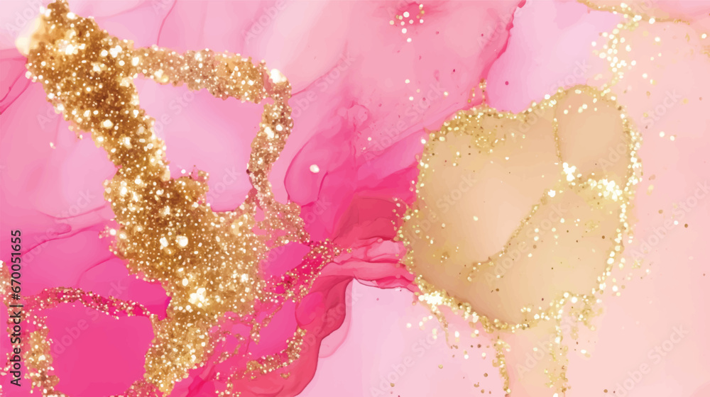 Pastel pink elegant alcohol ink design with gold glitter Pastel pink elegant alcohol ink design with gold glitter