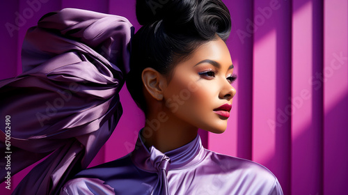 Elegantly Stylish Purple Outfit on a Contemporary Female Model