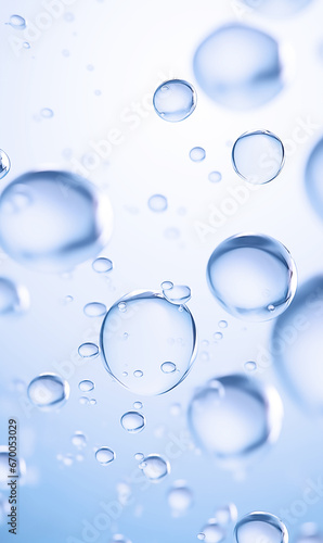 Clear and blue transparent glossy bubbles background. Water bubbles. Abstract Bubble background