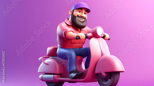 Cute and Adorable Delivery Character with Bike and Boxes - 3D Rendered Cartoon Courier Illustration