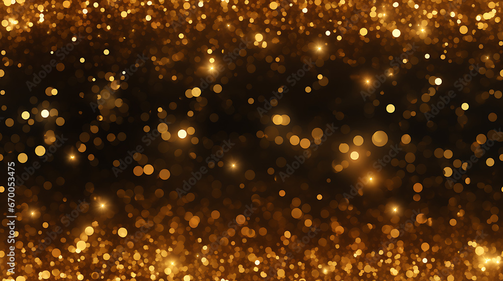 Golden christmas particles and sprinkles for a holiday celebration like christmas or new year. shiny golden lights. wallpaper background for ads or gifts - Seamless tile. Endless and repeat print.