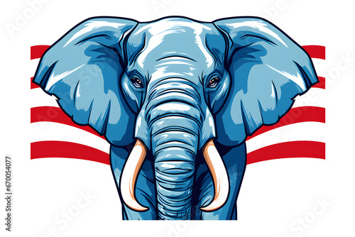 republican elephant illustration with striped background photo