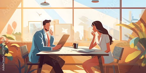 Wallpaper Mural Business, flat color vector type illustration of a man working on a computer Torontodigital.ca