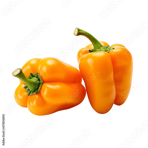 red and yellow peppers isolated on transparent and white background