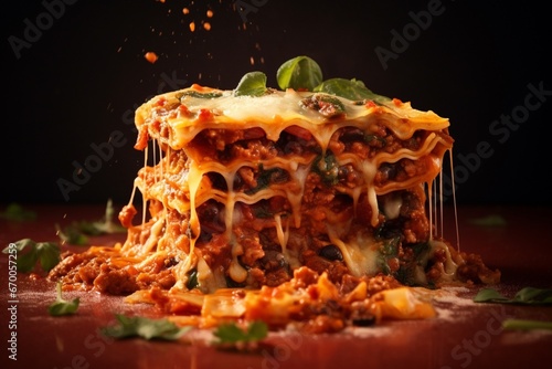 Lasagna fresh with sauce gourmet menu template