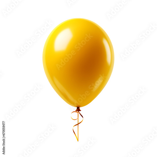 Yellow balloon isolated on transparent or white background