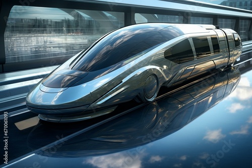 Transparent modern high-speed train. Generative AI