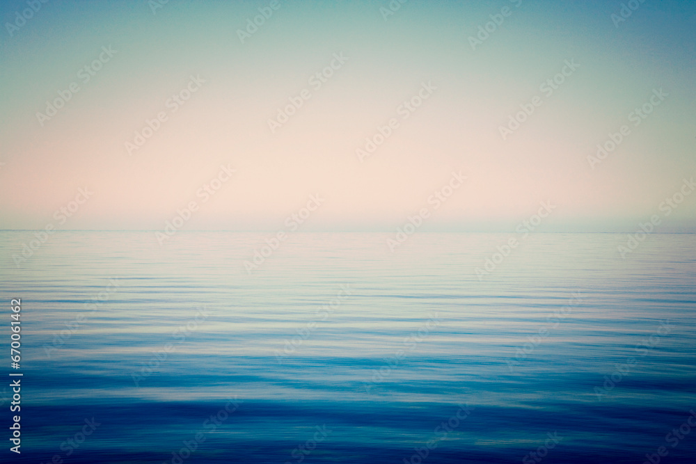 Background of sky and sea, sea is very calm with gentle ripples, instagram effect.