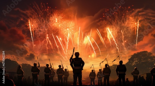 Firework with army, India Army Day