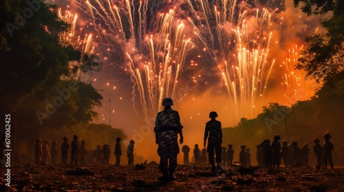 Firework with army, India Army Day photo
