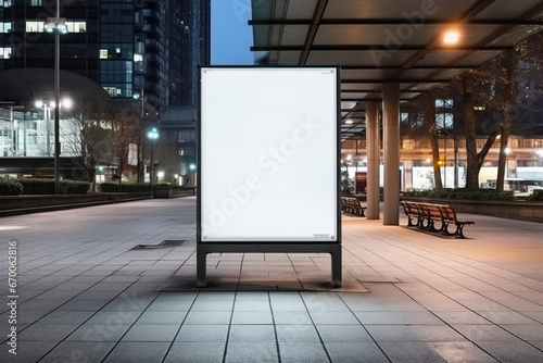public station advertisement board space as empty blank white mockup signboard with copy space area