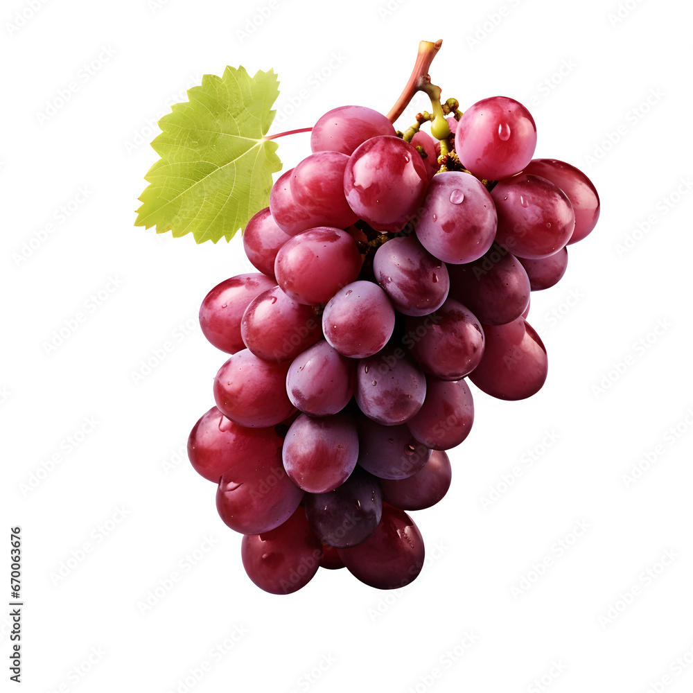 Red grapes isolated on transparent and white background, png