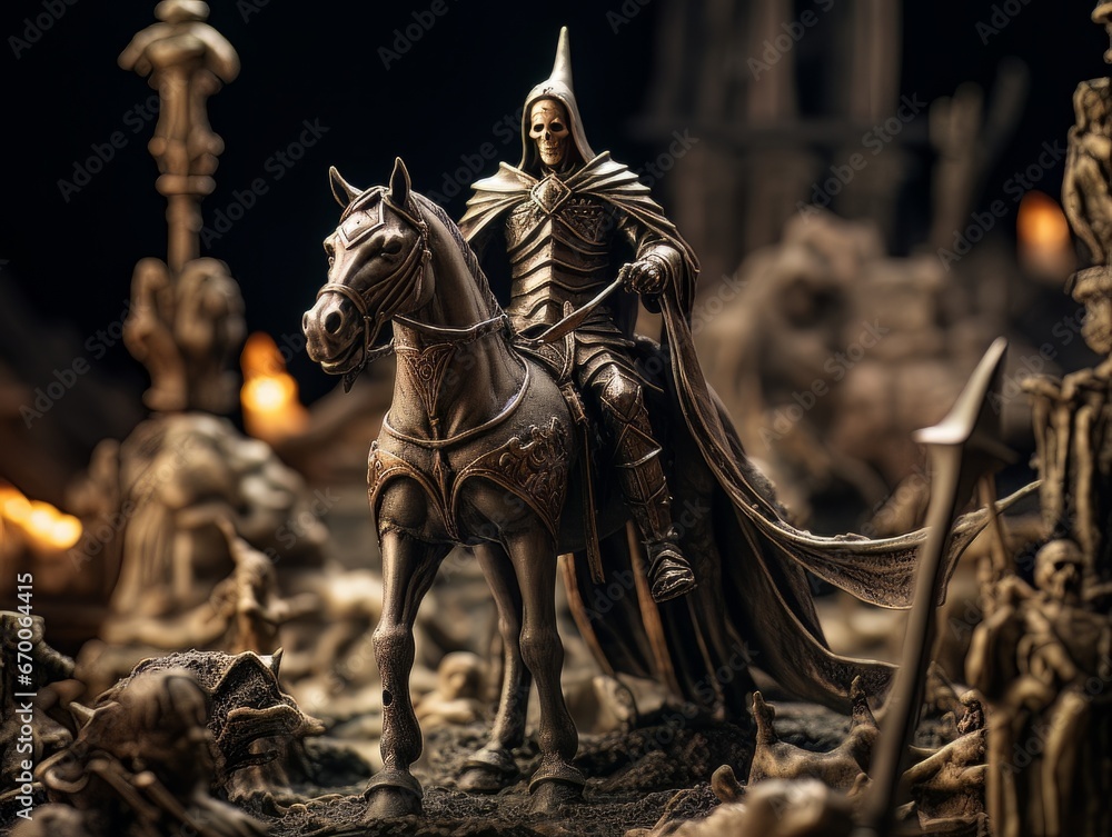 Black horseman skull of apocalypse riding black horse AI Black horseman skull of apocalypse riding black horse AI