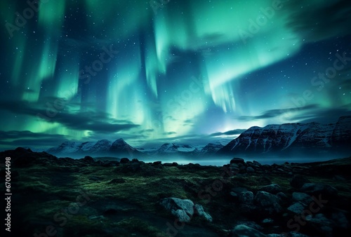 A Stunning Night Sky Illuminated by Vibrant Aurora Lights