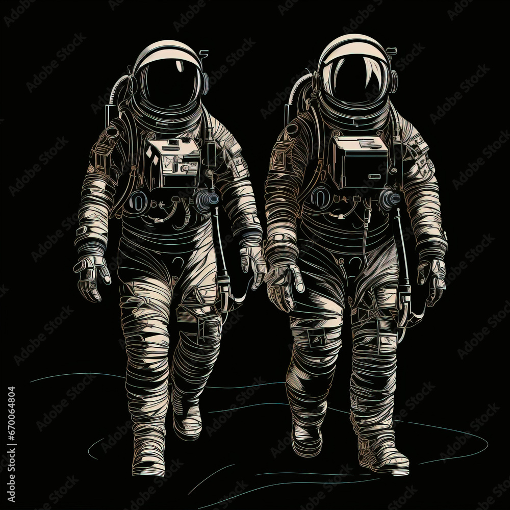 Astronaut on black background,created with Generative AI tecnology. Astronaut on black background,created with Generative AI tecnology.