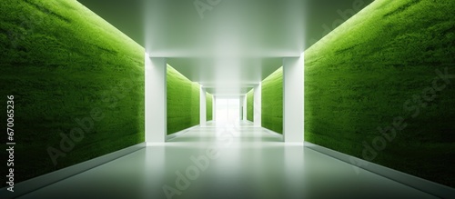 Green turf and hallway