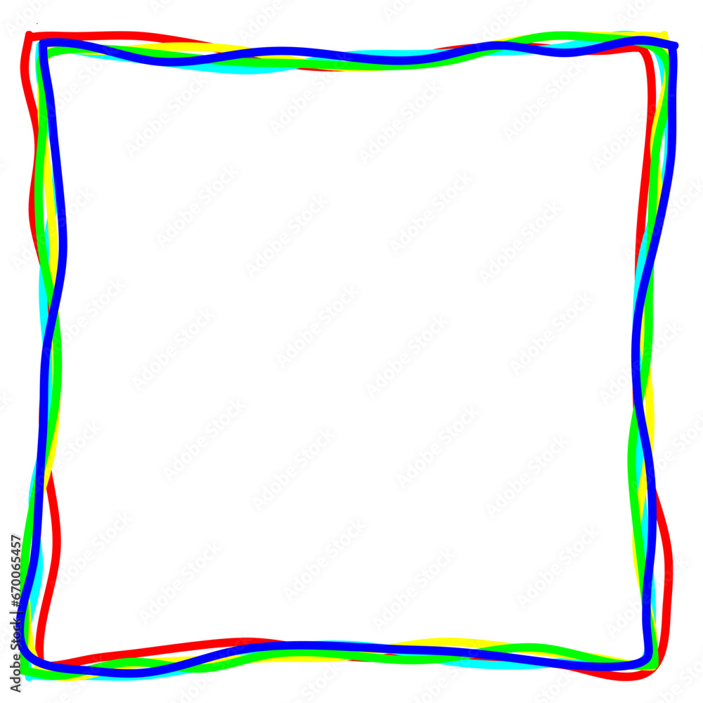 Vector square frame in doodle style in the form of multi-colored hand-drawn lines on a white background Vector square frame in doodle style in the form of multi-colored hand-drawn lines on a white background