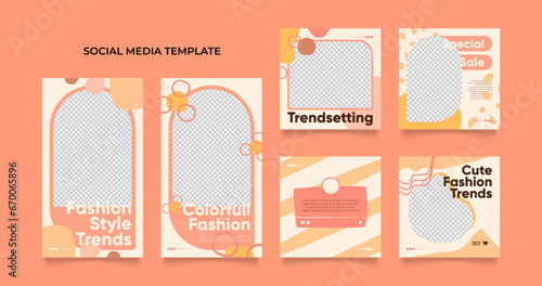 social media template banner blog fashion sale promotion. fully editable instagram and facebook square post frame puzzle organic sale poster. brown beige vector background