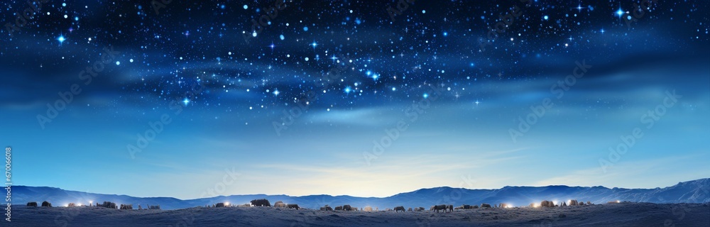 A breathtaking night sky with a mesmerizing display of stars over majestic mountains