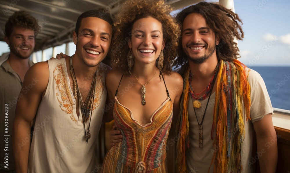 Fototapeta premium Joyful Friends Embracing Life Together with Big Smiles