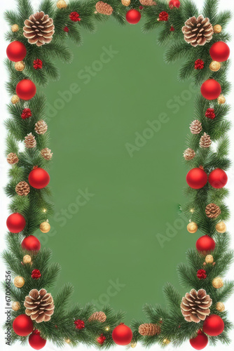 Christmas frame with branches and berries