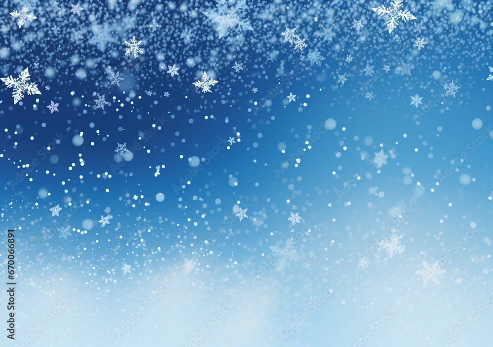 A winter wonderland with blue and white snowflake background