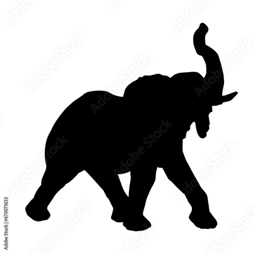 Silhouette of a big elephant animal. Silhouette of a wild elephant animal.