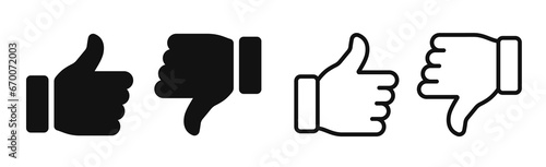 Thumb up & thumb down icon. like symbol. Vector photo