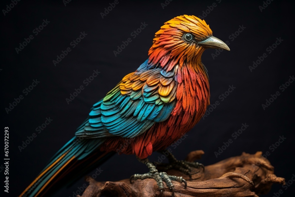 Vibrant bird with lifelike details, standing alone. Generative AI