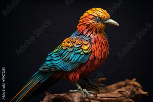 Vibrant bird with lifelike details, standing alone. Generative AI