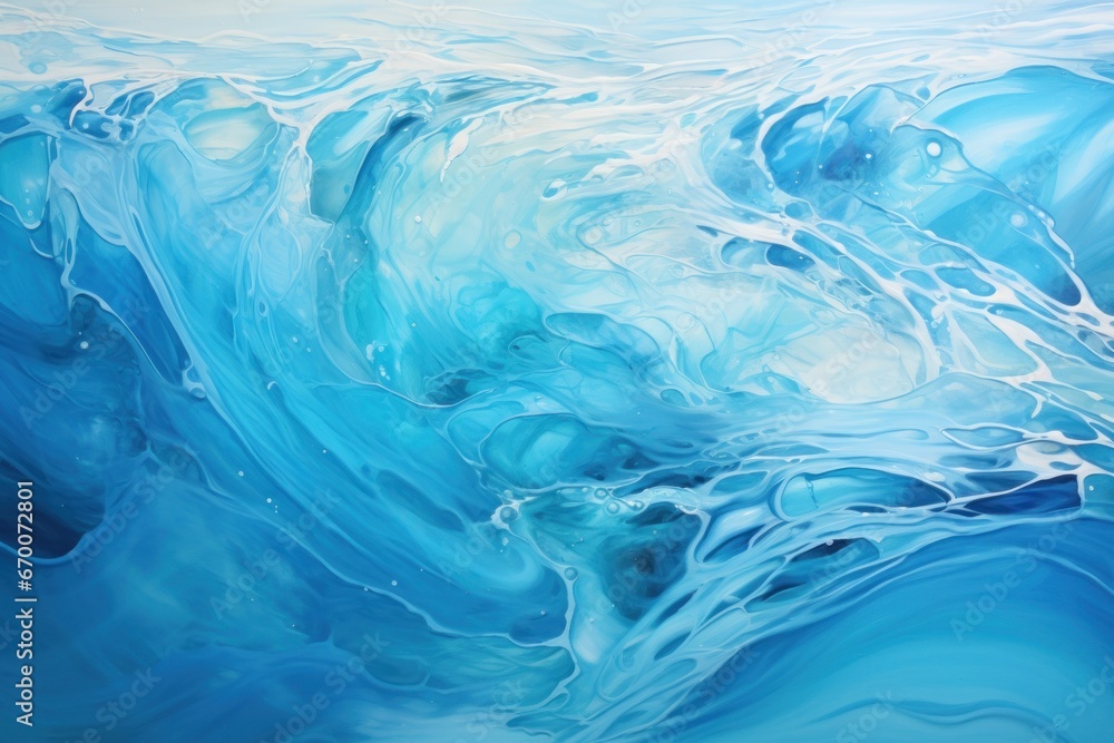 Silky waves of cerulean blue and silver, reminiscent of flowing water and reflections.