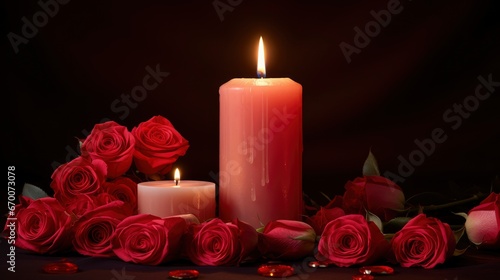 Valentines Day Rose Flower Gifts Candles, Background Image, Valentine Background Images, Hd
