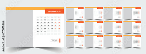 Desk Calendar 2024 template design, Office Calendar 2024 photo