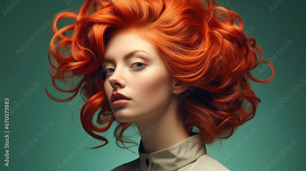Fototapeta premium Vintage Spa Concept Portrait Fashionable Redhaired, Background Image, Valentine Background Images, Hd