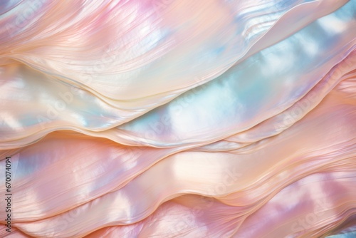 Lustrous mother-of-pearl texture with iridescent hues of pink, blue, and gold - Natural beauty background. photo