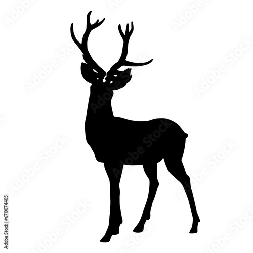 Silhouette of a deer wild forest animal with antlers.