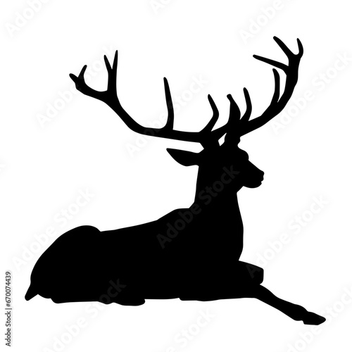 Silhouette of a deer wild forest animal with antlers.