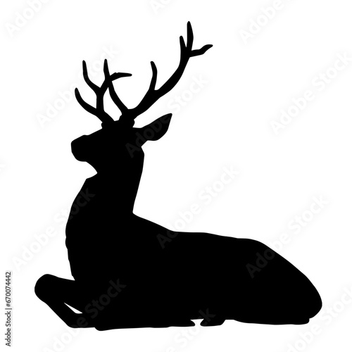 Silhouette of a deer wild forest animal with antlers.