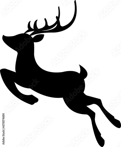 vector silhouette of reindeer. black shape of deer. christmas reindeer flying or running. santa reindeer. rudolph illustration