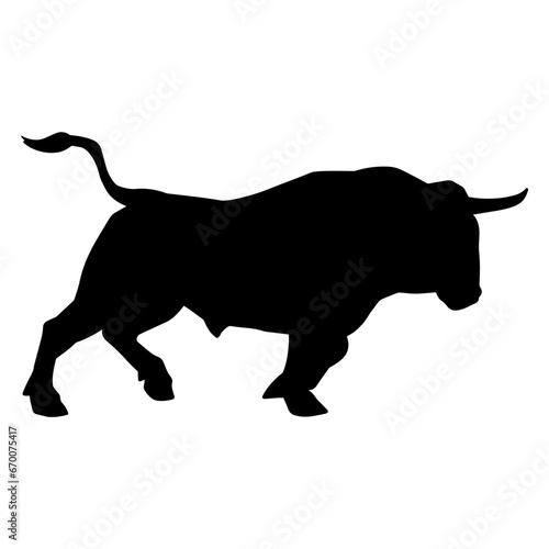 Silhouette of a wild buffalo animal. Silhouette of a wild bison animal.